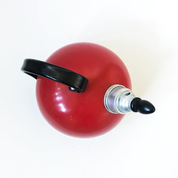 Vintage Comet Whistling Tea Kettle Red The Popula Aluminum Camping Farmhouse - Picture 2 of 15